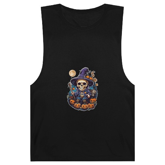 Happy Halloween Pumpkin Skull 55 Barnard Tanks