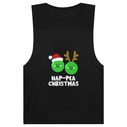 Hap-Pea Christmas Funny Vegetable Vegan Food Pun Barnard Tanks