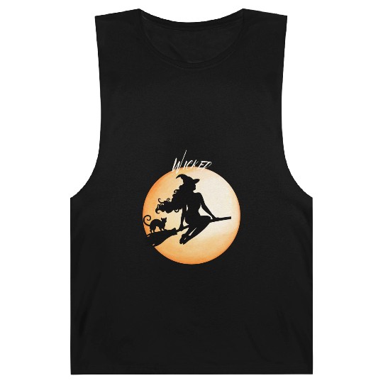 Wicked Cat Witch Funny Halloween Witch Barnard Tanks