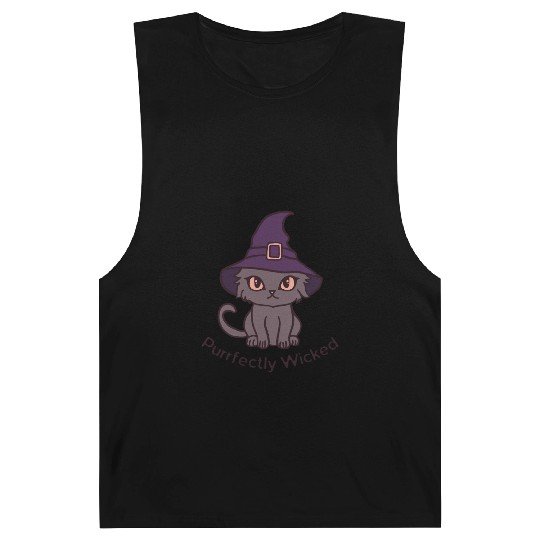 Wicked Cat Witch Funny Halloween Witch Barnard Tanks