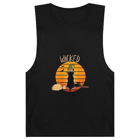 Wicked Cat Witch Funny Halloween Witch Barnard Tanks