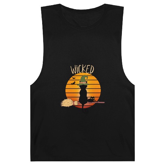 Wicked Cat Witch Funny Halloween Witch Barnard Tanks