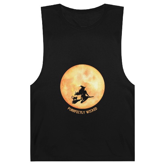 Wicked Cat Witch Funny Halloween Witch Barnard Tanks