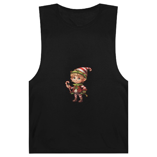 Christmas Elf Candy Cane X-Mas Pajamas Party Barnard Tanks