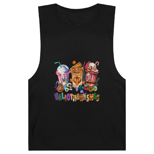 Happy Hallothanksmas Coffee Latte Halloween Barnard Tanks