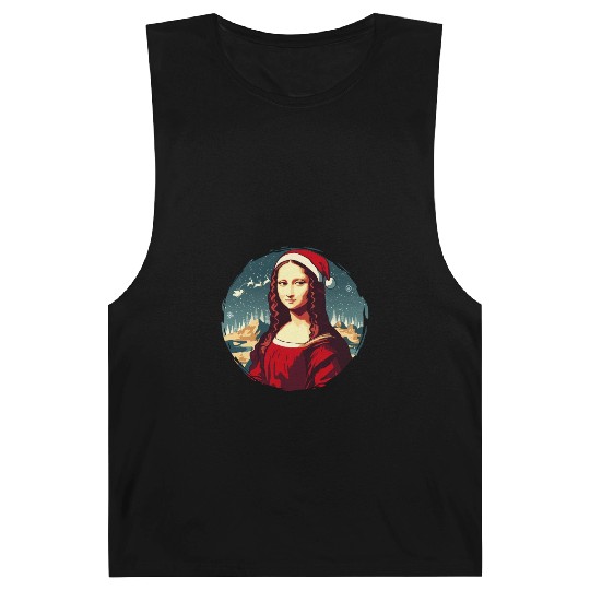 Mona Lisa Funny Christmas Art Barnard Tanks