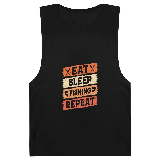 Eat Sleep Fishing Repeat | Angler motif | Fishing Barnard Tanks