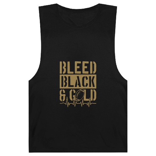 Bleed Black and Gold Group School Football Sports Barnard Tanks