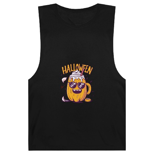 Halloween Funny Pumpkin Lemon Latte Barnard Tanks