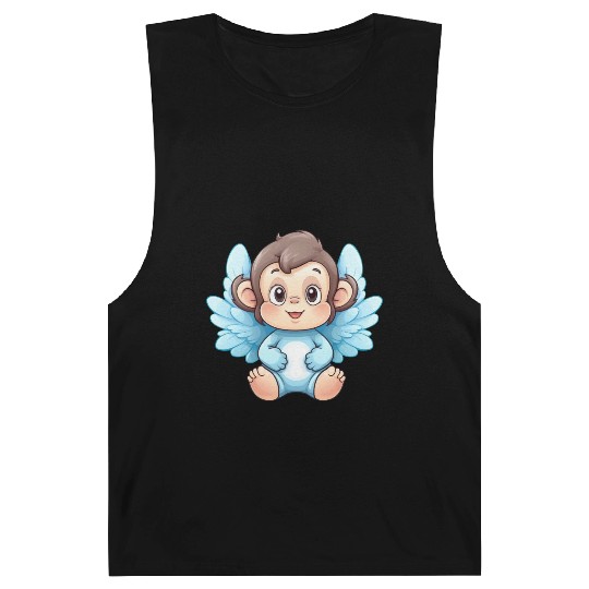 monkey chimpanzee angel wings cute kawaii Barnard Tanks