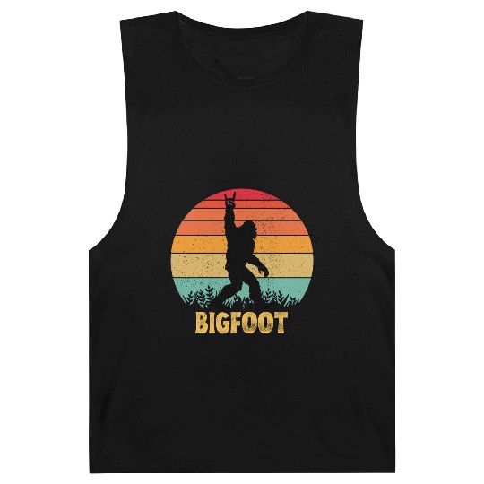 Funny Bigfoot Rock Roll retro Barnard Tanks