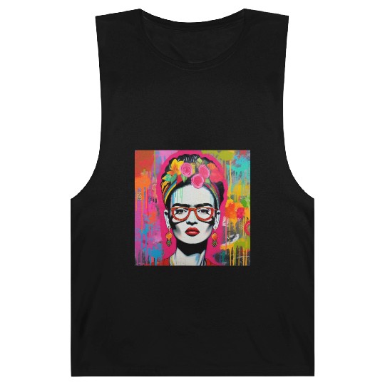 Frida Kahlo style urban art colorfull graffiti Barnard Tanks