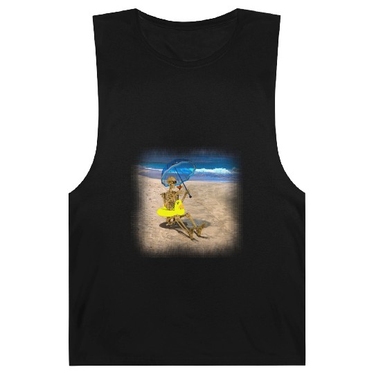 Grim reaper with his favorite cocktail on the Barnard Tanks