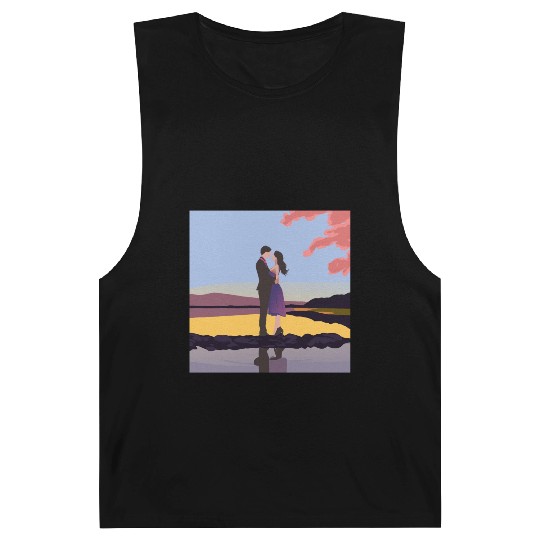Romantic couple dance with sakura flowers Barnard Tanks