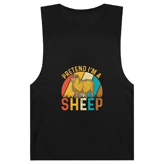 Sheep Lover Funny Pretend I'm a Sheep Retro Lamb Barnard Tanks