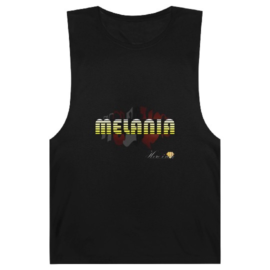 Melania yellow and white typography - black Barnard Tanks