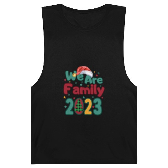 We Are Family Christmas Tree Santa Hat Pajama Barnard Tanks