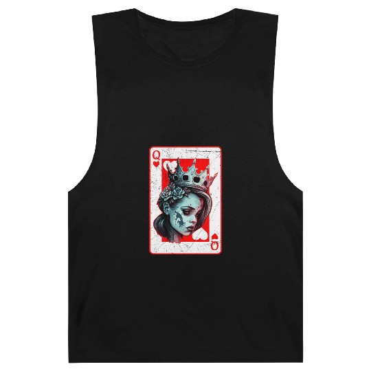 Queen of Hearts Creepy Poker Card Game Halloween Barnard Tanks