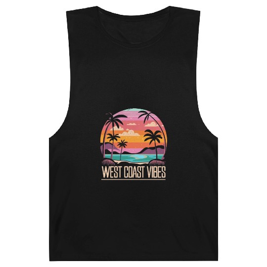 Tranquil beach at sunset West Coast Vibes Barnard Tanks