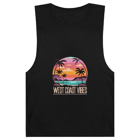 Tranquil beach at sunset West Coast Vibes Barnard Tanks