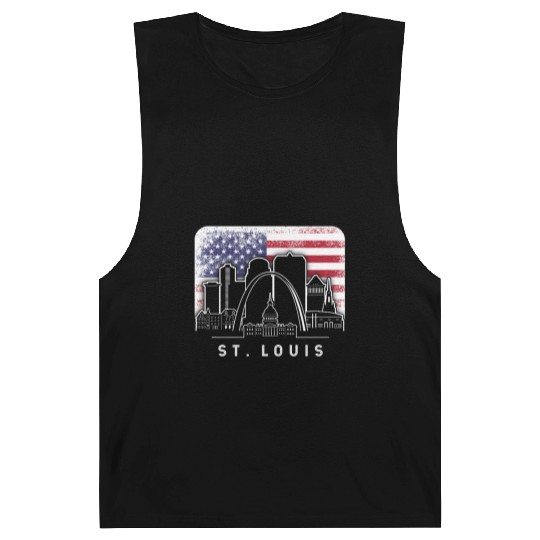 St. Louis Missouri American Flag Vintage Barnard Tanks