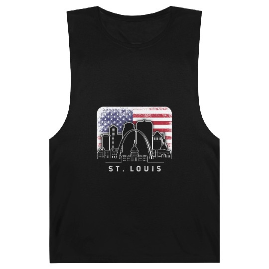 St. Louis Missouri American Flag Vintage Barnard Tanks