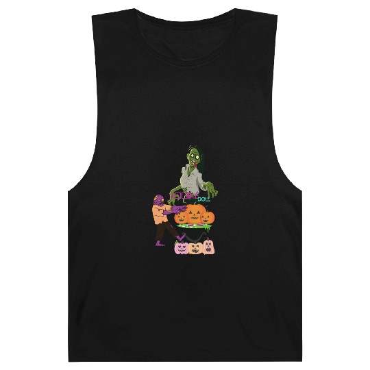 Zombie on Zombie Boobie doll over pumpkin potion Barnard Tanks