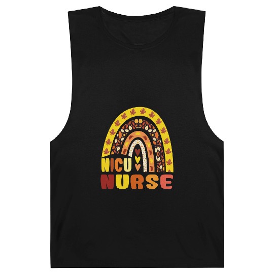 Rainbow Autumn NICU Nurse Maple Leaf Fall Vibes Barnard Tanks