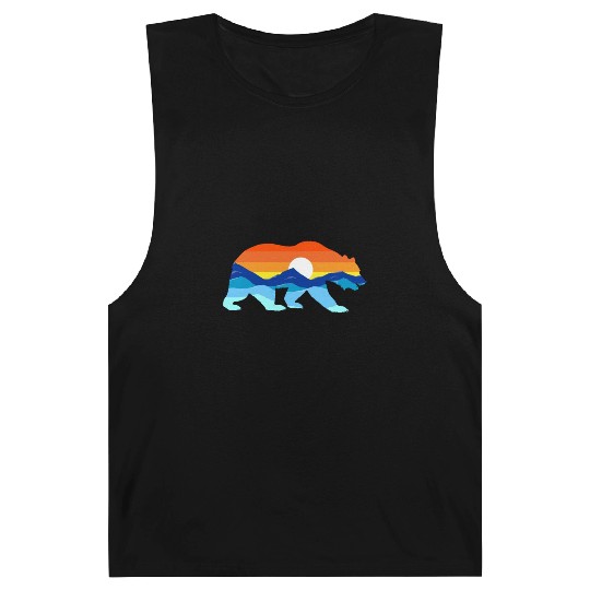 Camping Hiking Retro Mountains Outdoors Camp Bear Barnard Tanks