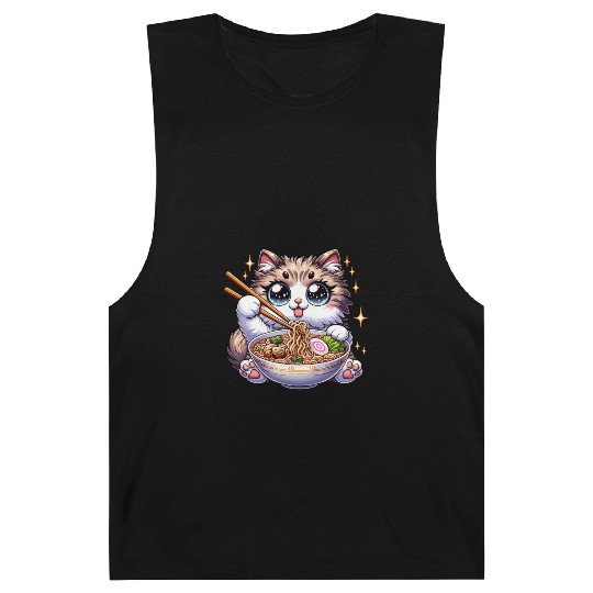 Ramen Cat Neko Noodles Japanese Anime Barnard Tanks