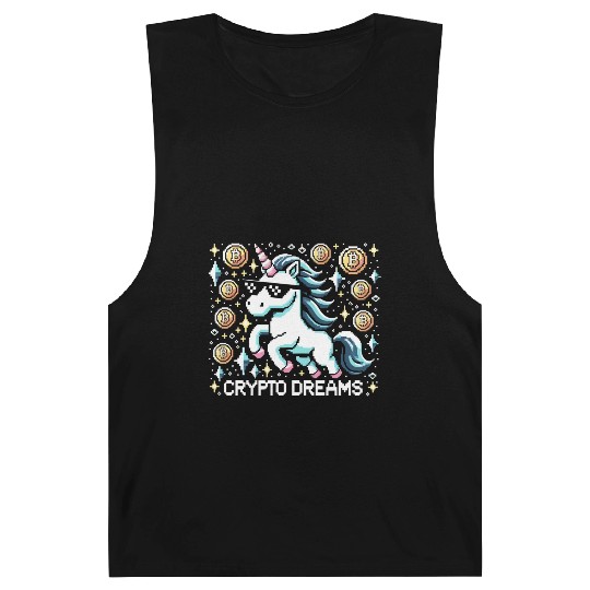 Crypto Dreams - 8-bit Unicorn Amidst Digital Coins Barnard Tanks