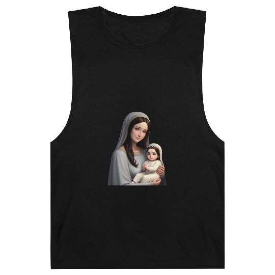 Smiling Mother Mary with Baby Jesus Barnard Tanks