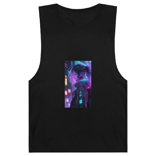 "Neon Dreams" - Anime Girl in Futuristic Cyberpunk Barnard Tanks