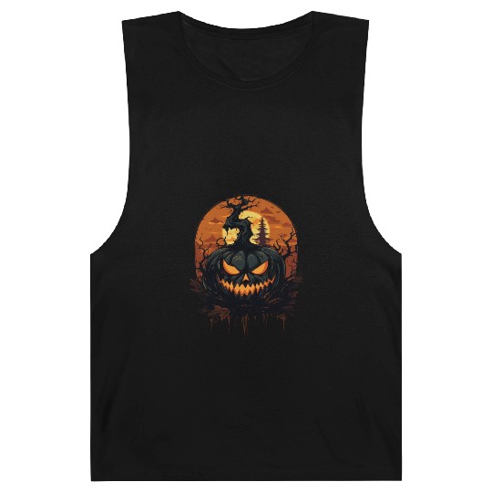 Spooky Halloween Pumpkin Barnard Tanks