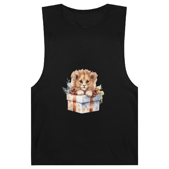 African Lion inside a Christmas gift box Barnard Tanks