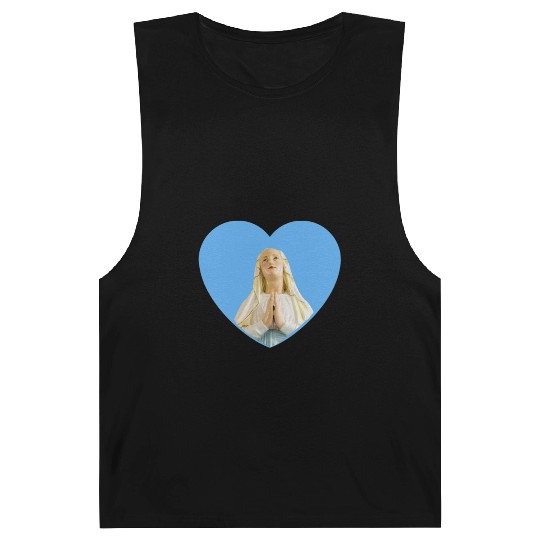 Virgin Mother Mary Praying Blue Heart Barnard Tanks