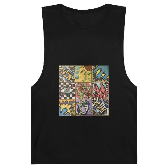 Hand painted wooden squares art by KateToxin Barnard Tanks