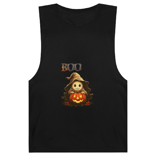 Adorable Boo Kid Ghosts With Pumpkin Barnard Tanks