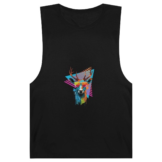 Deer with sunglasses 80s 90s Barnard Tanks