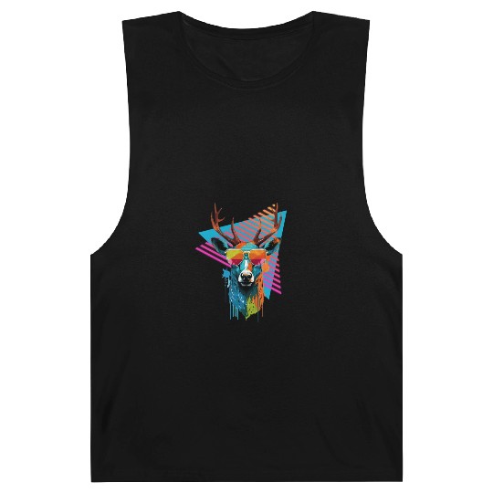 Deer with sunglasses 80s 90s Barnard Tanks