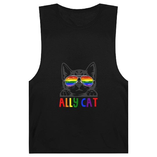 Ally Cat LGBT Gay Rainbow Pride Flag Barnard Tanks