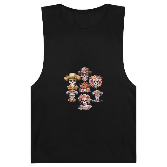 Vintage Mexican Day of the Dead Art Sugar Skulls Barnard Tanks