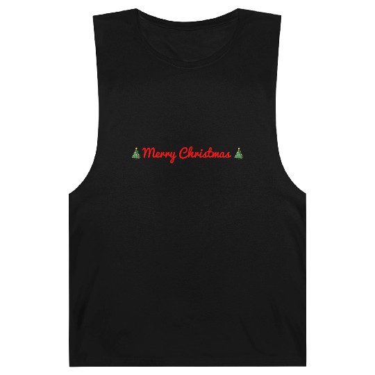 Merry Christmas Red Cursive Font Christmas Tree Barnard Tanks