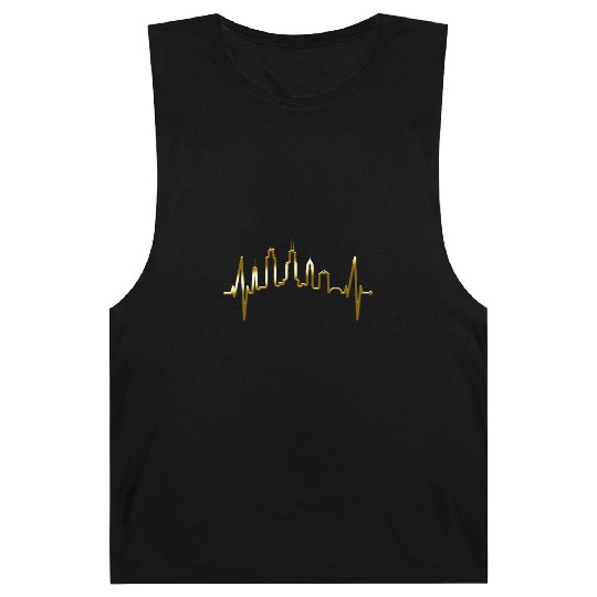 Chicago Skyline Heartbeat USA Heart I Love Chicago Barnard Tanks