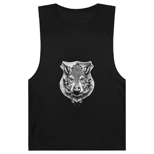 shield with wild boar head - DIGITAL - grayscale Barnard Tanks