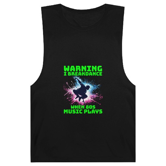 80s Breakdancer Silhouette - Neon Dance Moves Barnard Tanks