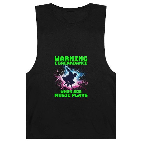 80s Breakdancer Silhouette - Neon Dance Moves Barnard Tanks