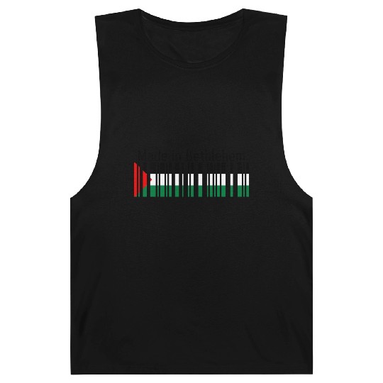 Made in Bethlehem Barcode Palestine Flag for Pales Barnard Tanks