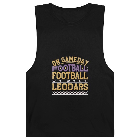 On Gameday FootballWe Wear Purple And Gold Leopard Barnard Tanks