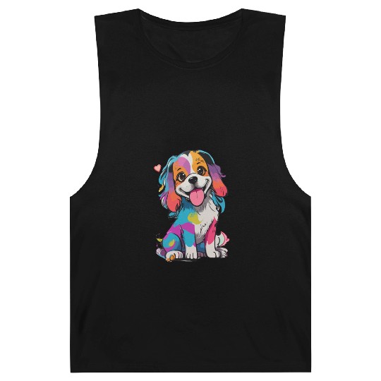 Colorful Cute Dog for Dog Lovers Barnard Tanks